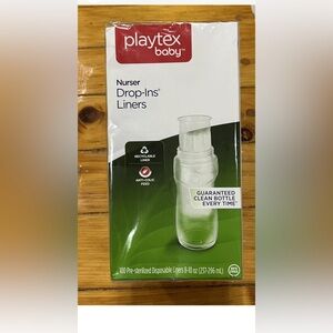 PLAYTEX BABY 100ct Nurser Drop-Ins Liners-8-10oz NIB. Includes One Bottle